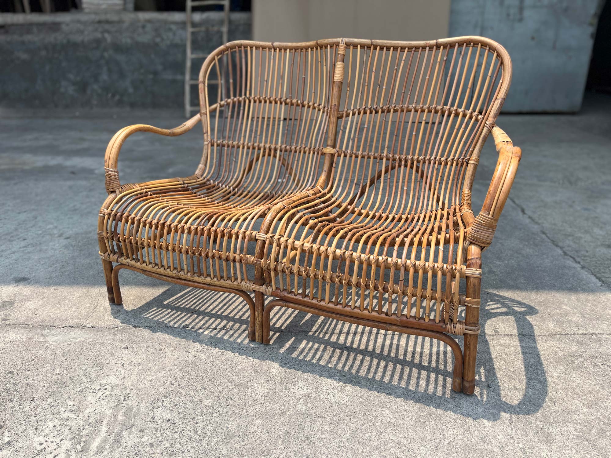Bank 'Ewaldson' aus Rattan, B 126 cm, L 82 cm, H 85 cm von fischer's lagerhaus