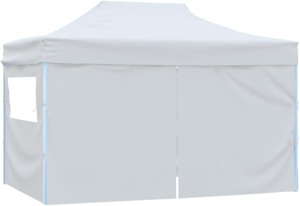 Faltbarer Partyzelt mit 4 Seitenteilen 3x4,5 m Weiß – Robuster Faltpavillon für Outdoor Veranstaltungen, Wasserdichtes Festzelt mit UV-Schutz