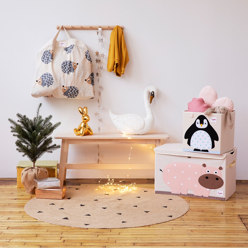 3 Sprouts -Opbevaringskasse - Pink Hippo