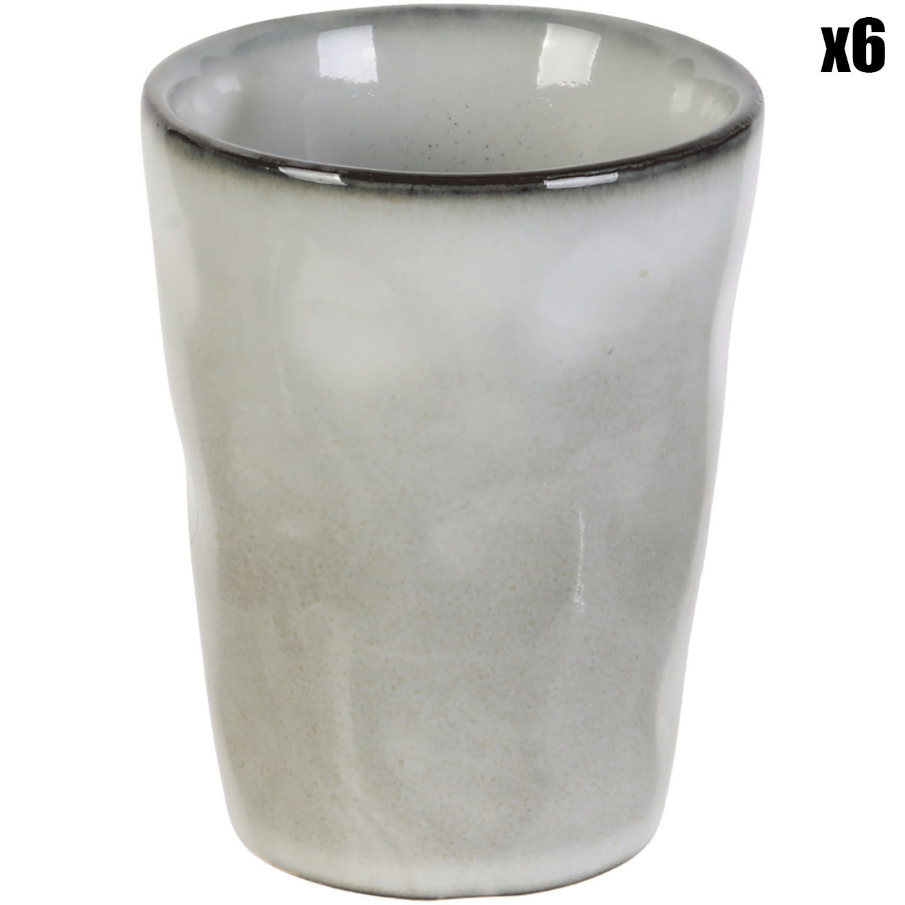 Home Deco Factory 6 Gobelets expresso Au Grès du temps gris/vert - 10 cl