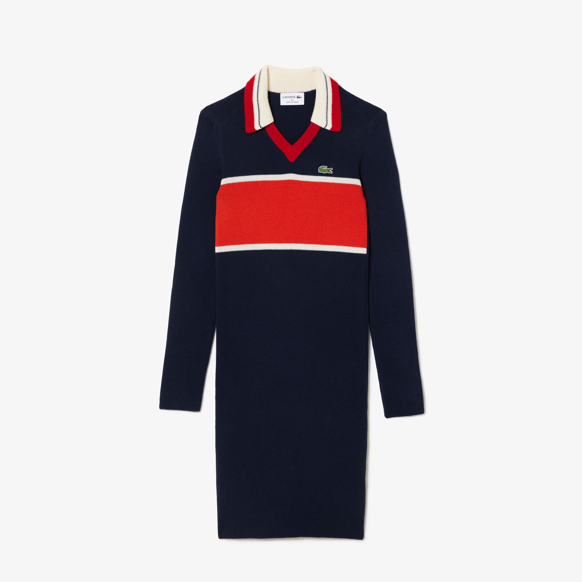Robe polo héritage fabriquée en France en maille côtelée Robes & Jupes - Bleu - Lacoste - Femme