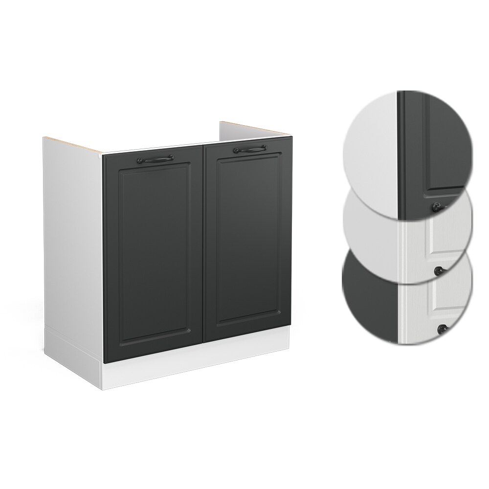 Vicco Spülenunterschrank Küchenschrank Küchenzeile Landhaus R-Line 80 cm Weiß-Anthrazit