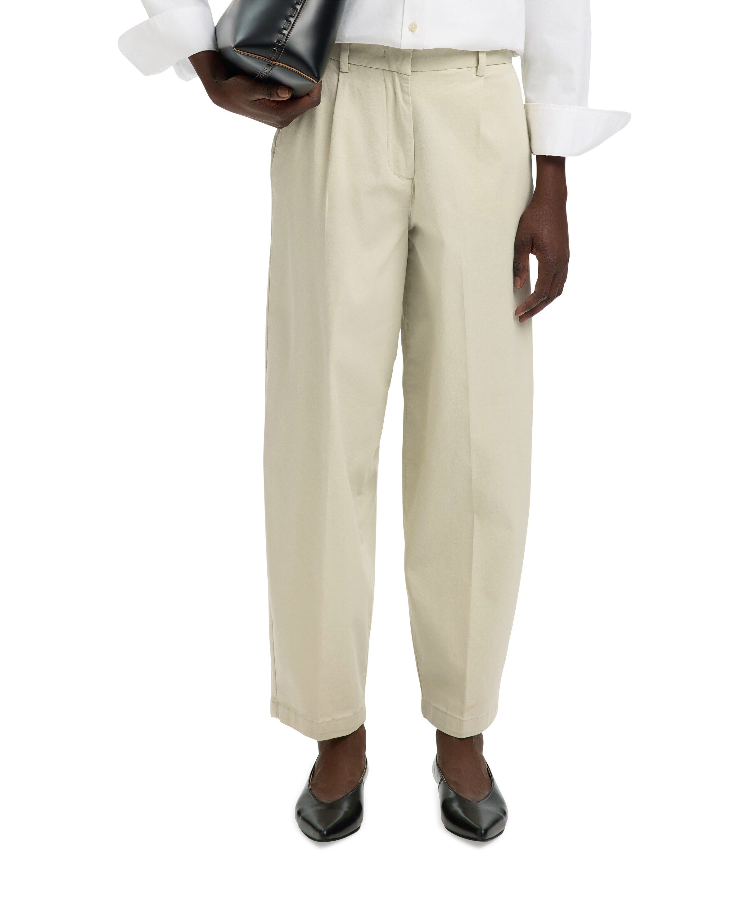 Selected SLFBARREL MILLE HW NOOS dames broek beige