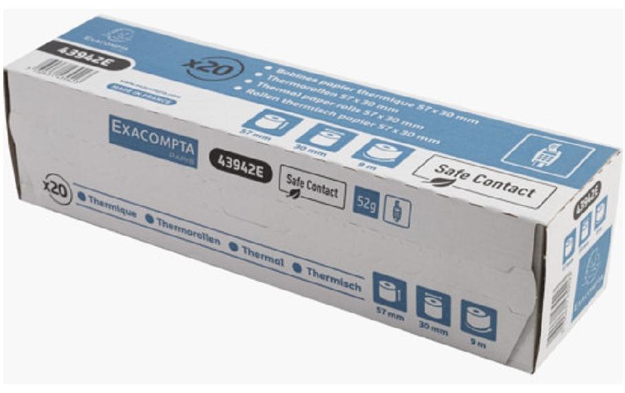 Thermo-Papierrolle Safe Contact 57 mm, 20 StückSpule für Bankkartentickets