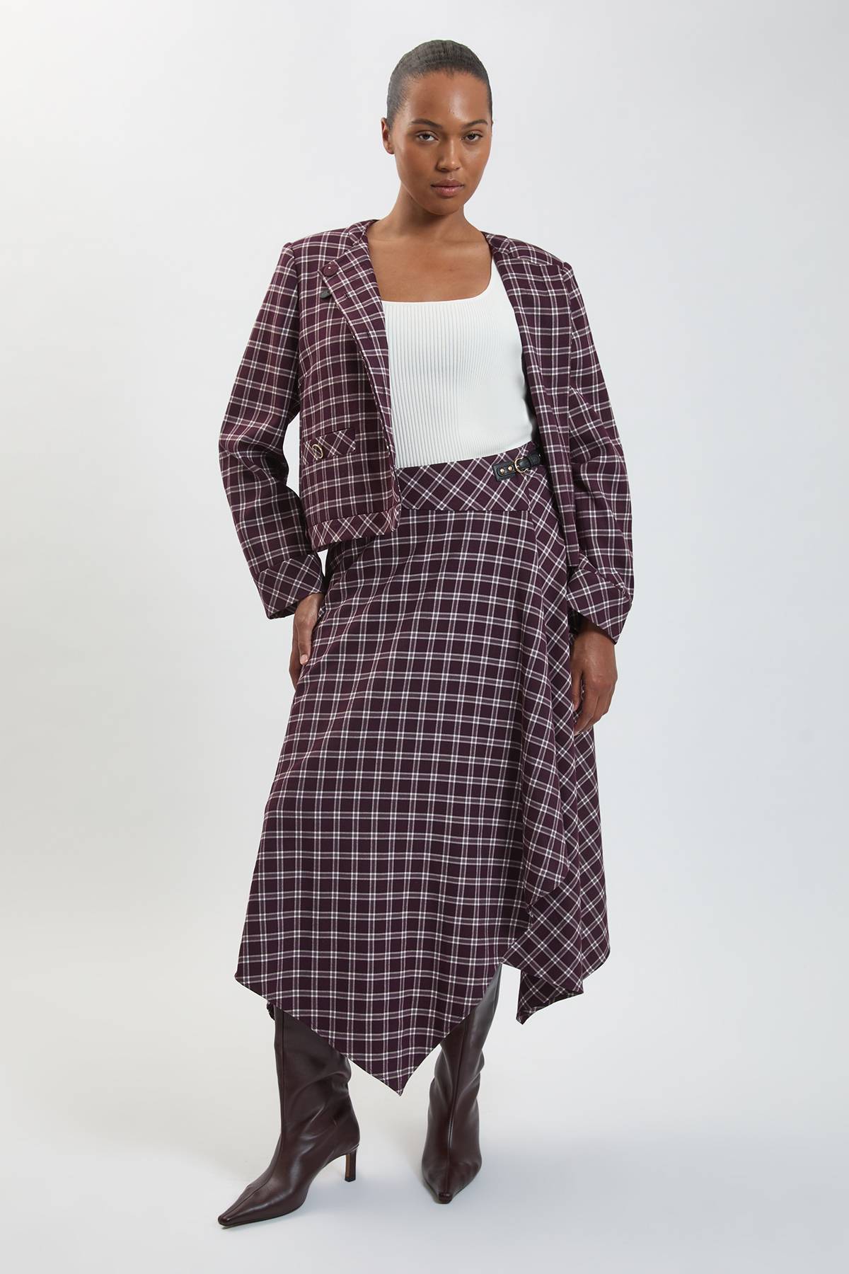 KarenMillen Jupe Ajustée À Carreaux Grande Taille