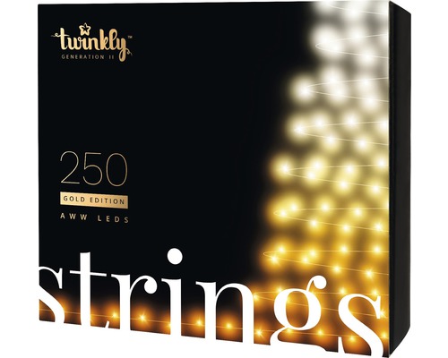 Twinkly LED-lichtsnoer, 250 LED's met Wi-Fi- en app-bediening, lichtkleuren: warm wit, koel wit, amber