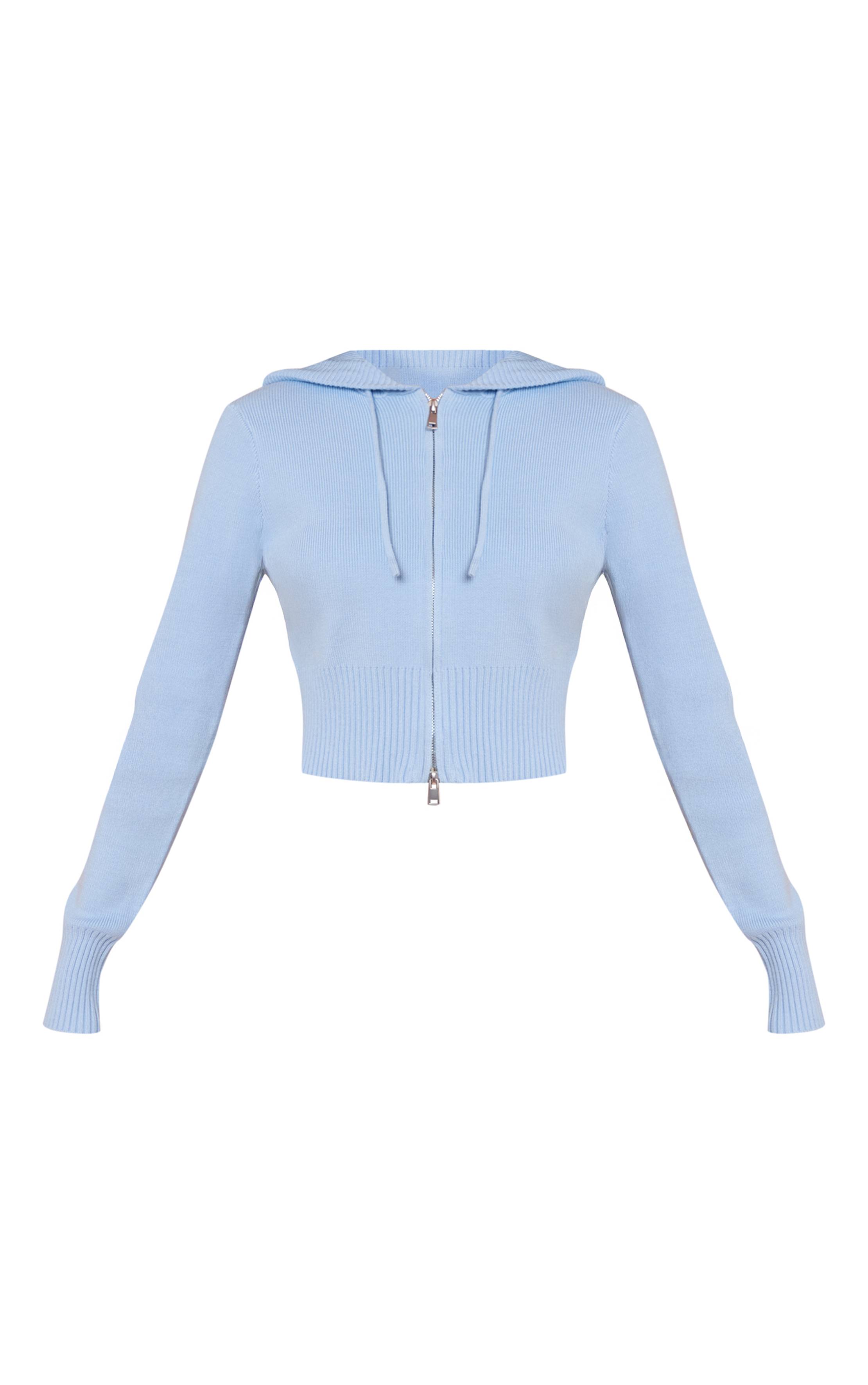 Bleu Clair Gilet À Casynthétiqueche En Maille Douce Avec Fermeture Éclair