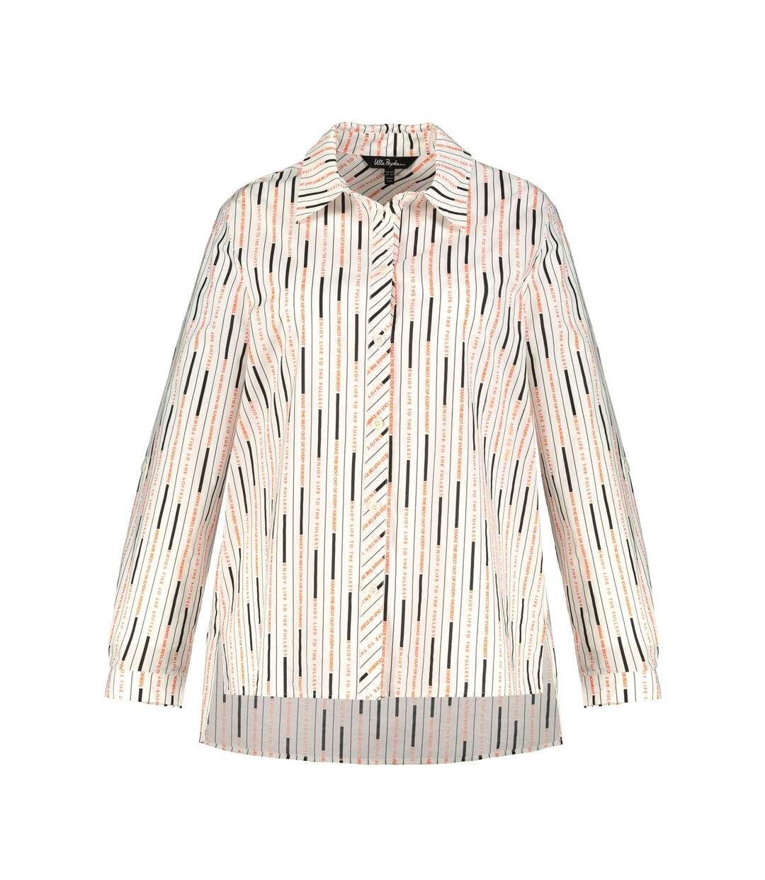 ULLA POPKEN Blouse ULLA POPKEN, rayures, col chemise, manches longues blanc