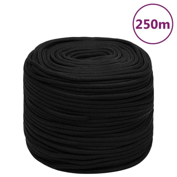 vidaXL Arbeidstau svart 10 mm 250 m polyester
