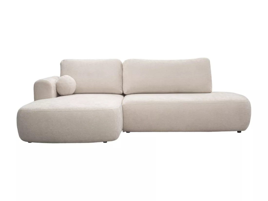 Canapé d'angle gauche convertible en tissu texturé beige BROCARO de Maison Céphy