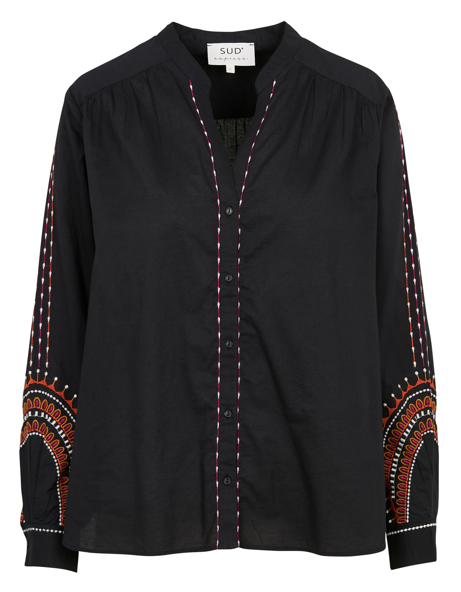 CORMALIE - Chemise droite brodée en coton| Noir