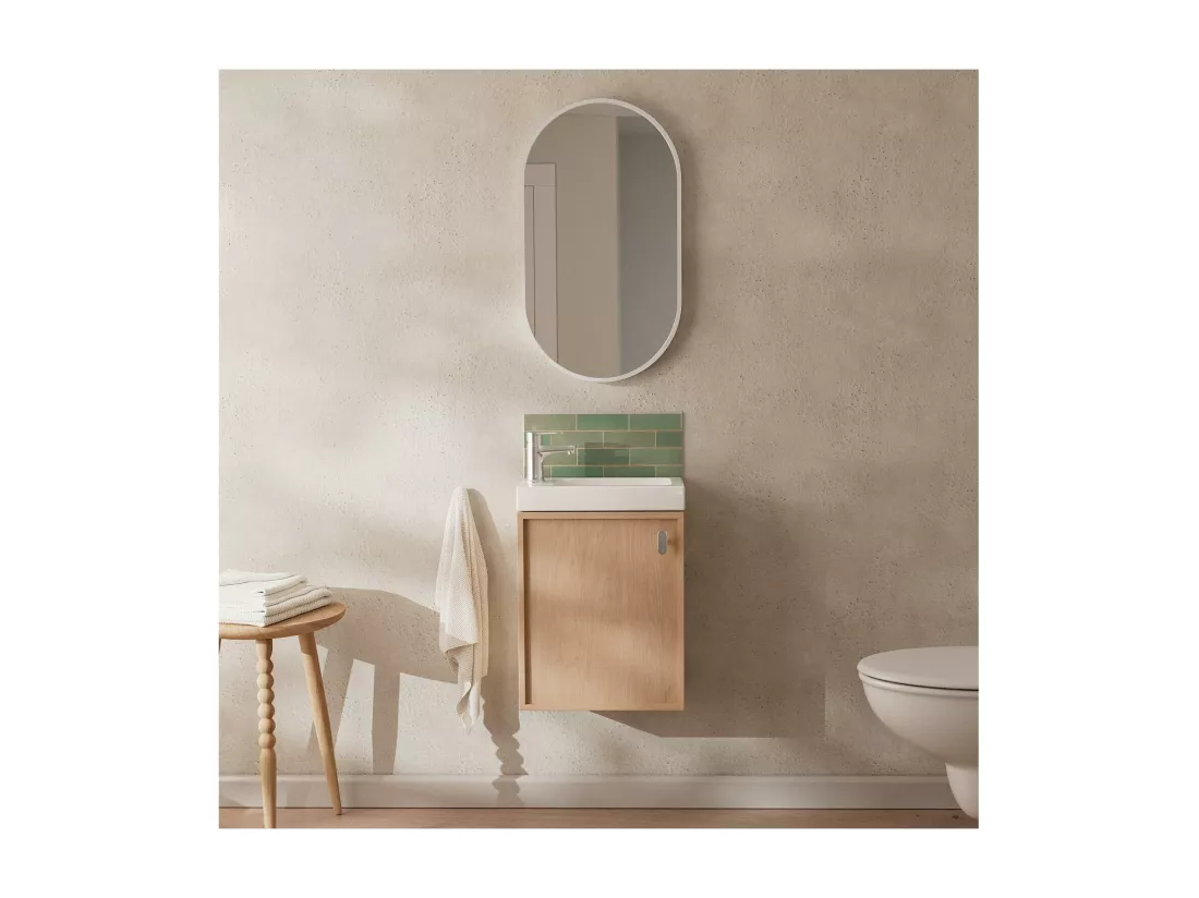 Ensemble meuble lave-mains FRAME + robinet TAP + miroir PEPPER