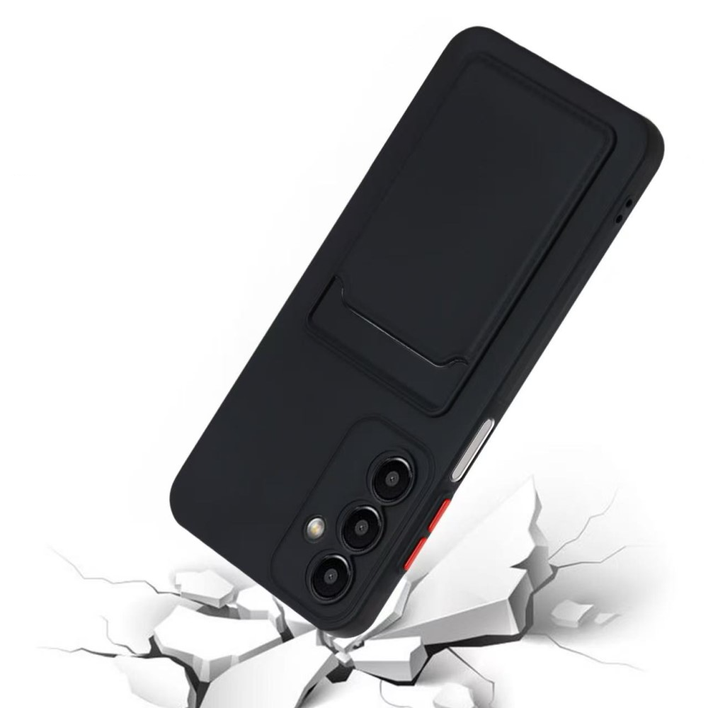Samsung Galaxy A56 Gummi Case Hülle mit Kartenfach - Schwarz / Rot