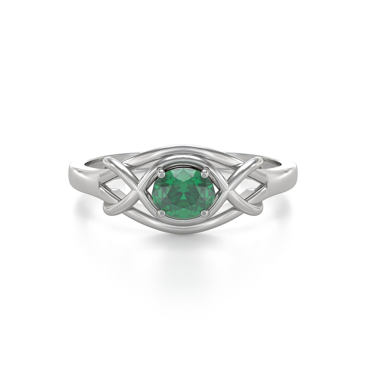Bague ADEN Or 585 Blanc Emeraude 1.870grs