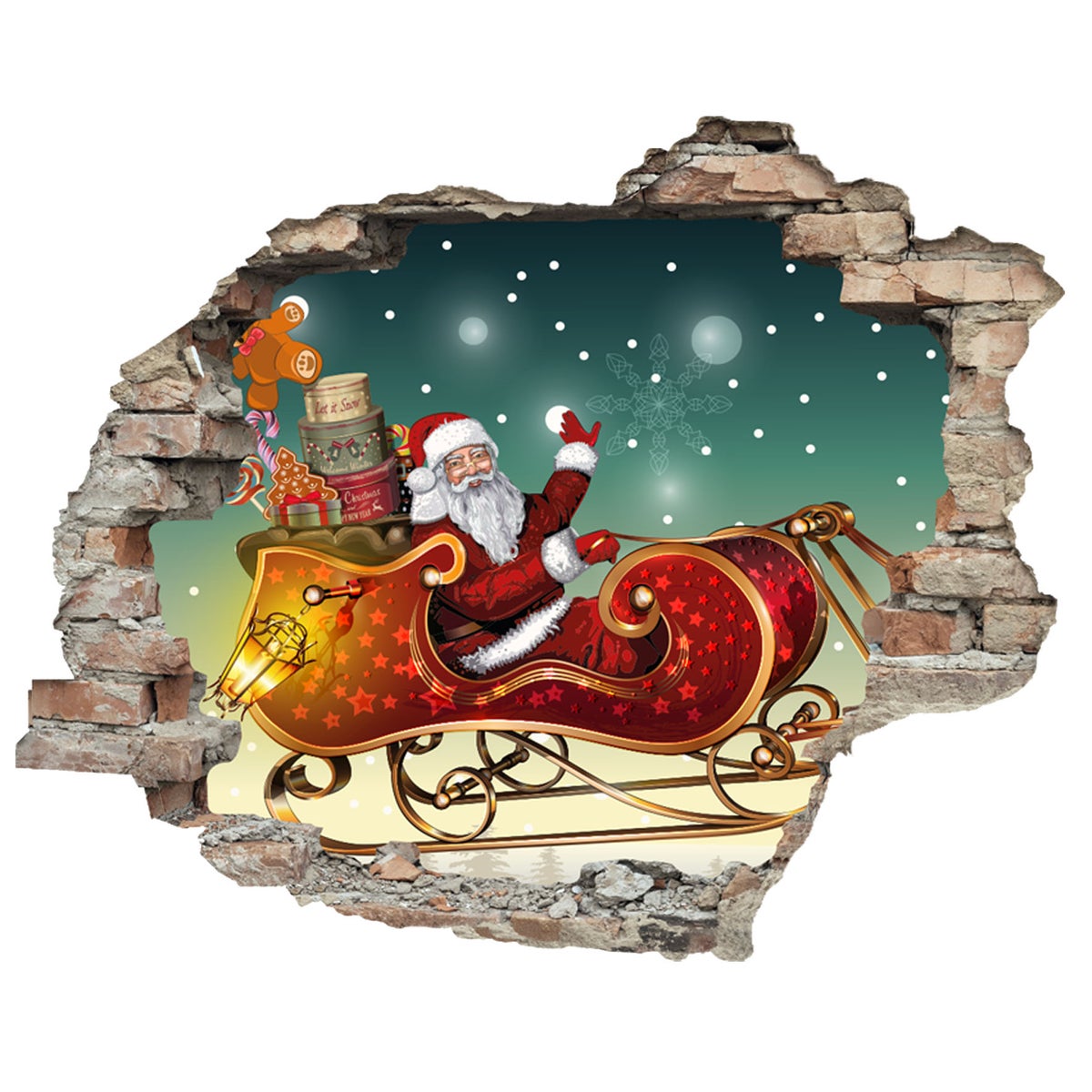 3D muursticker zelfklevende sticker Kerstman WS16032_60x50 cm Kerst wanddecoratie