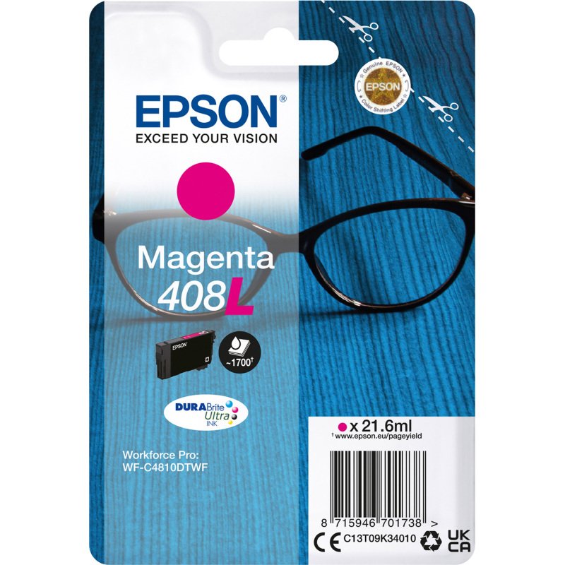 Epson 408L cartouche haute capacité couleurs séparées pour imprimante jet d'encre