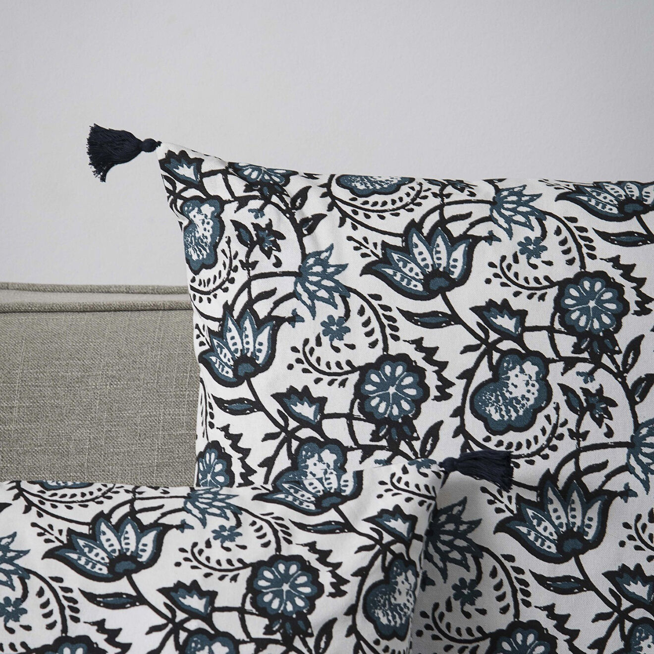Febronie Housse de coussin Carma bleu peacock