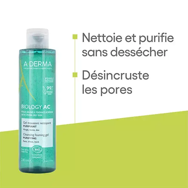 Gel de Limpeza Espumante Purificante A-Derma Biology AC 200 ml