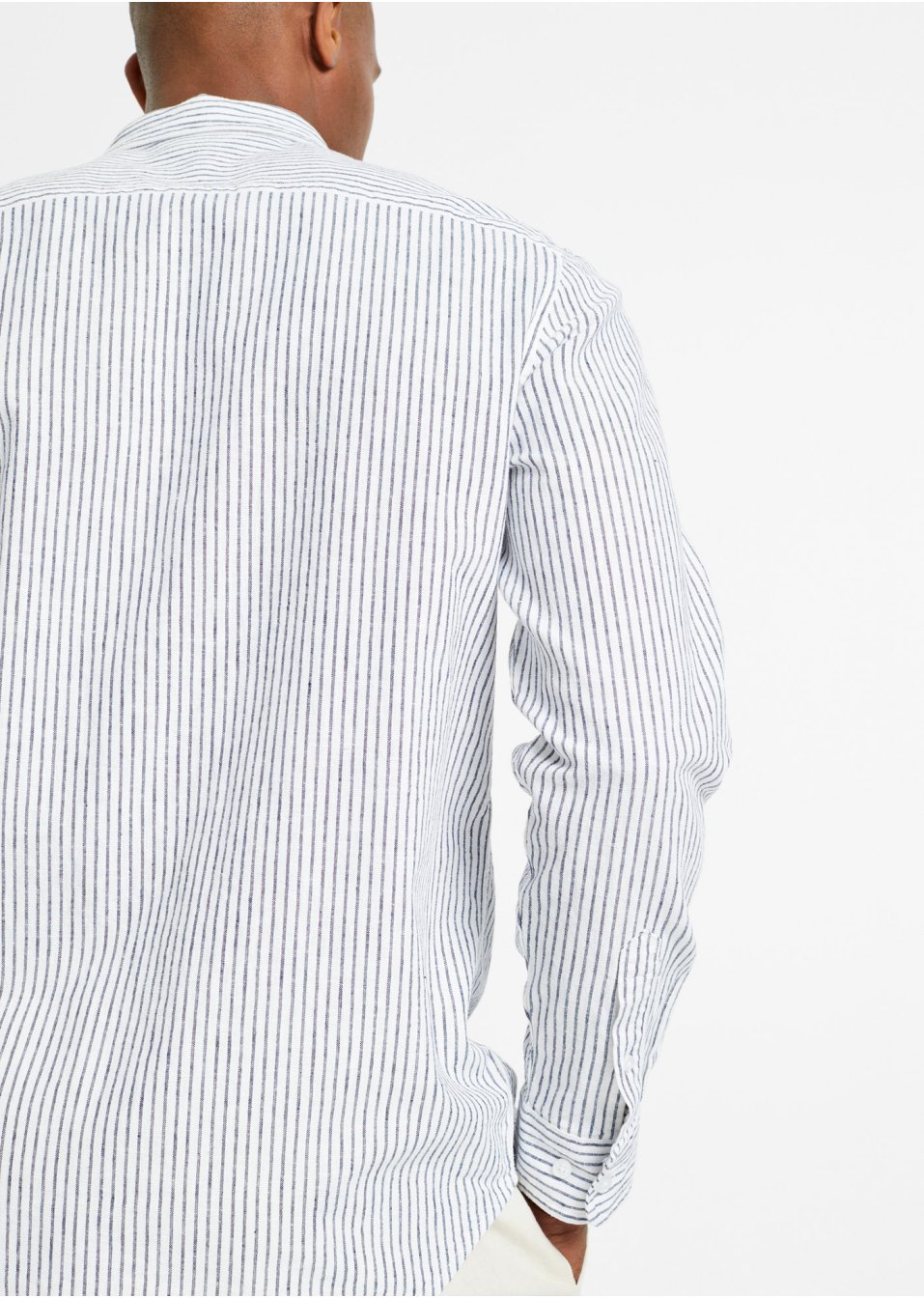 Chemise manches longues en lin majoritaire avec manches retroussables