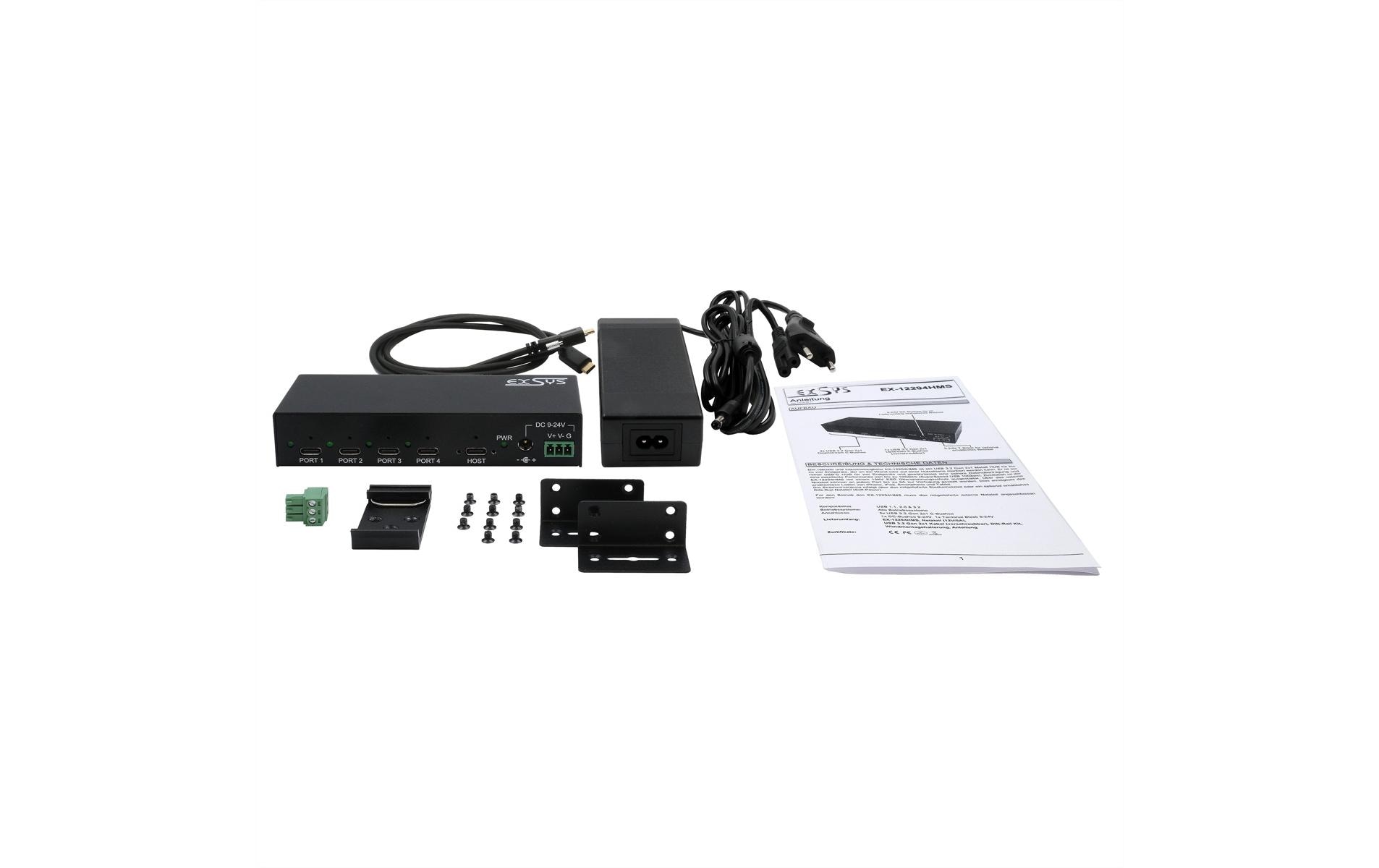 USB-Hub EX-12294HMS<br>4 Port USB 3.2 Gen 2 x 1 Metall HUB mit 4x USB-C Anschlüssen
