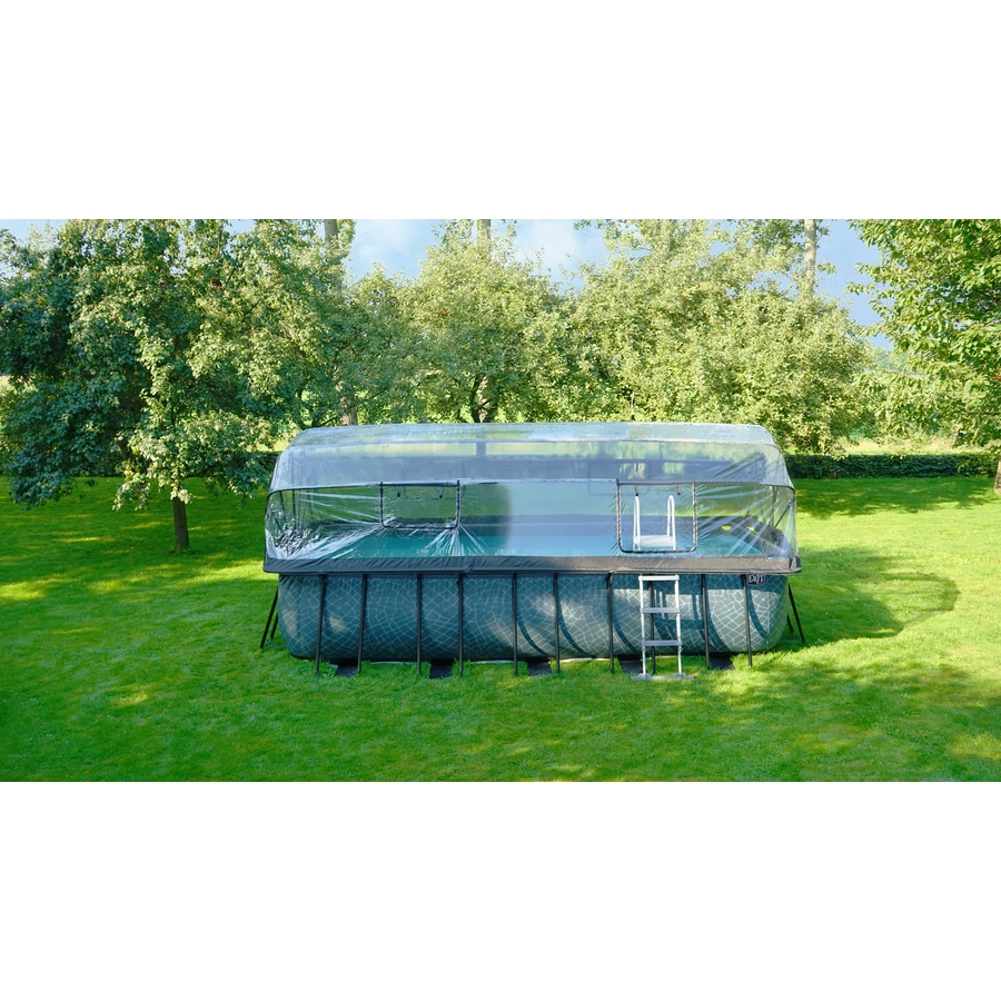 EXIT Wood Pool 540x250x122cm mit Abdeckung und Sandfilterpumpe, braun