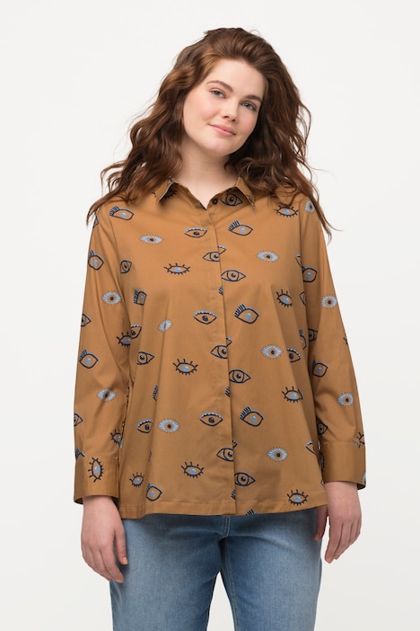 Bluse, Augen, Hemdkragen, Langarm, Biobaumwolle