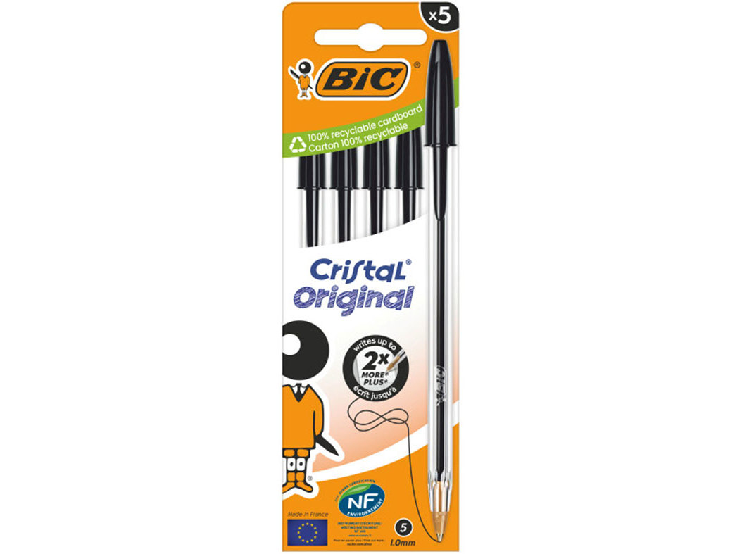 ESFEROGRÁFICA CRISTAL BIC PRETO 5 UNIDADES
