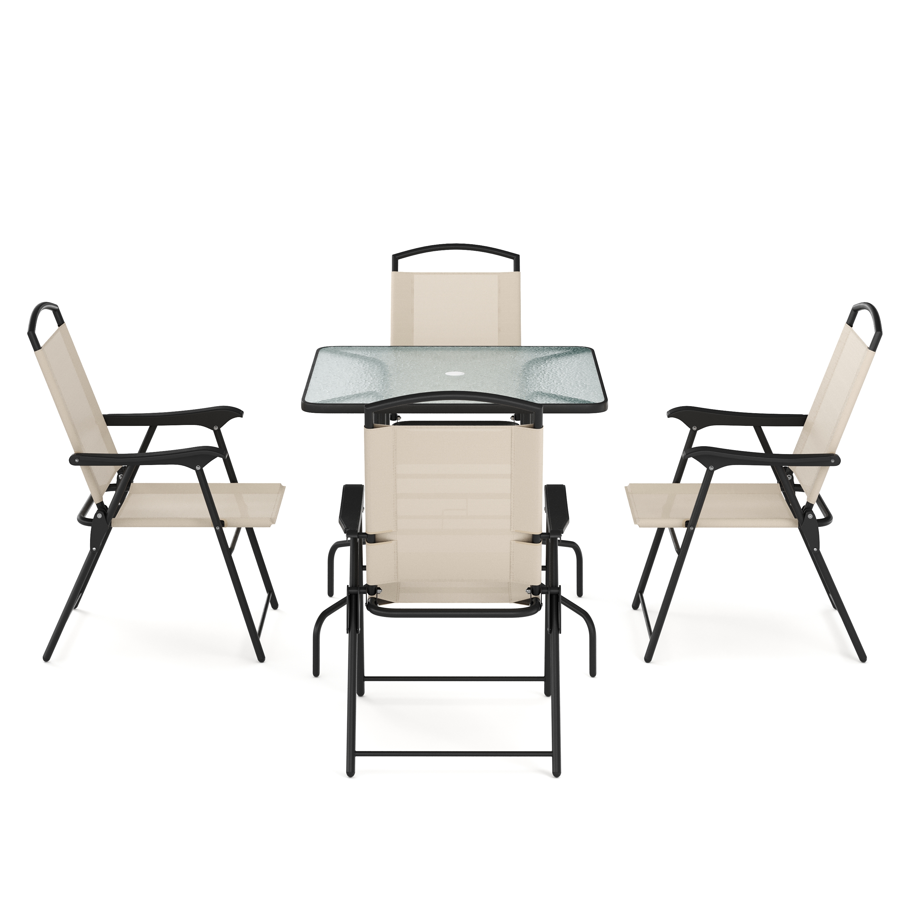 Gartenmöbel Set SILVANO mit Schirmloch beige/schwarz