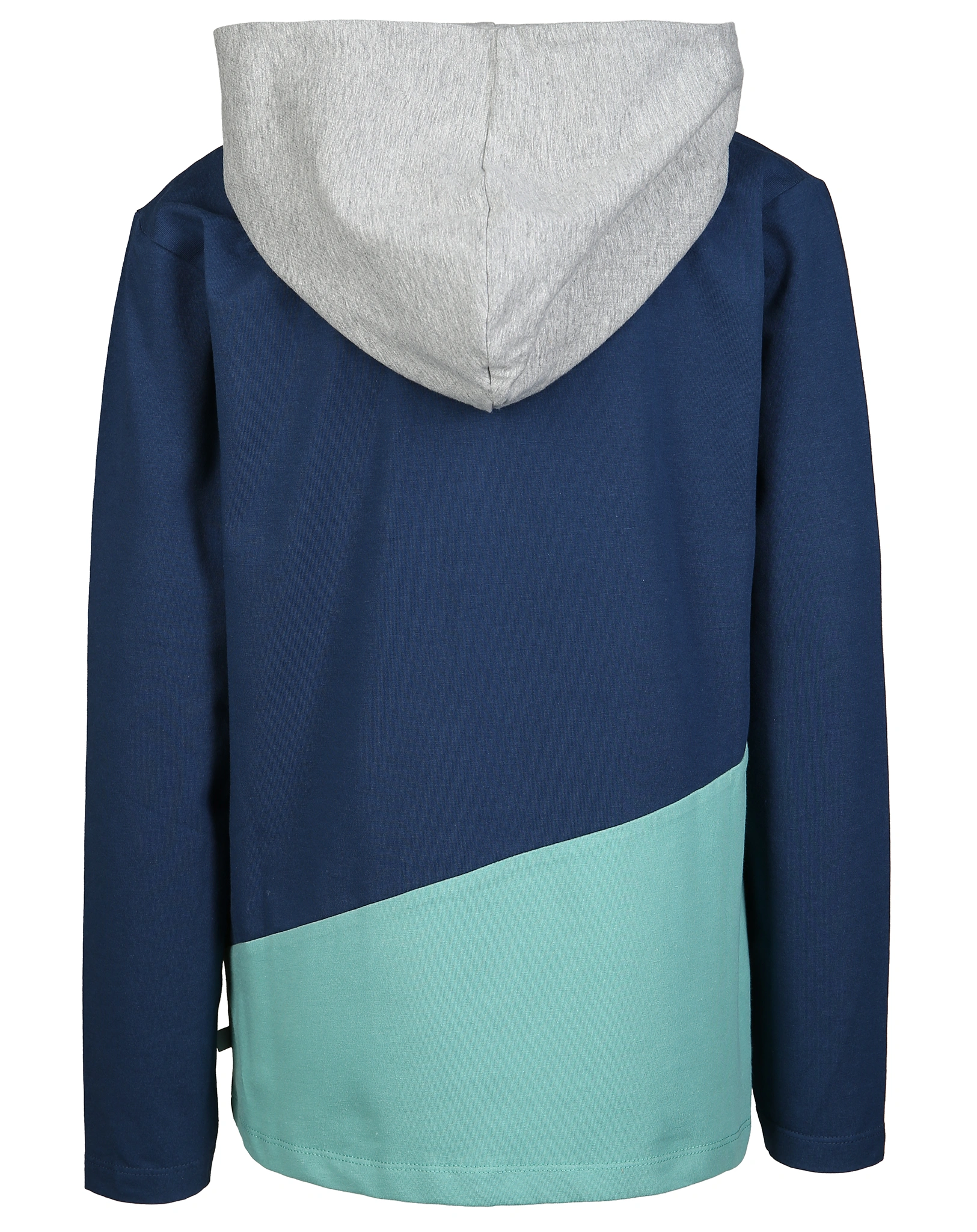 Kapuzen-Langarmshirt COLOUR BLOCK in dunkelblau/grün