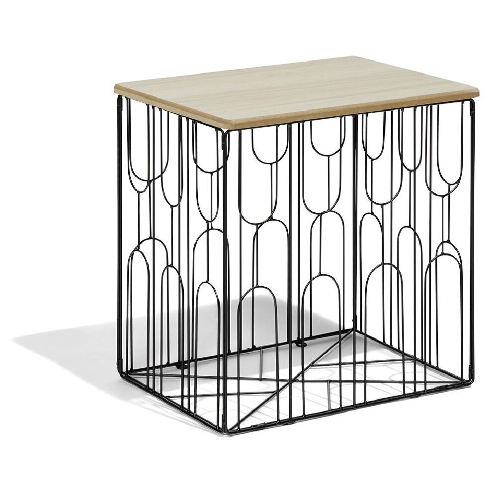 Bout de canapé Gaëlle Art 40xH40x30cm bois et métal noir