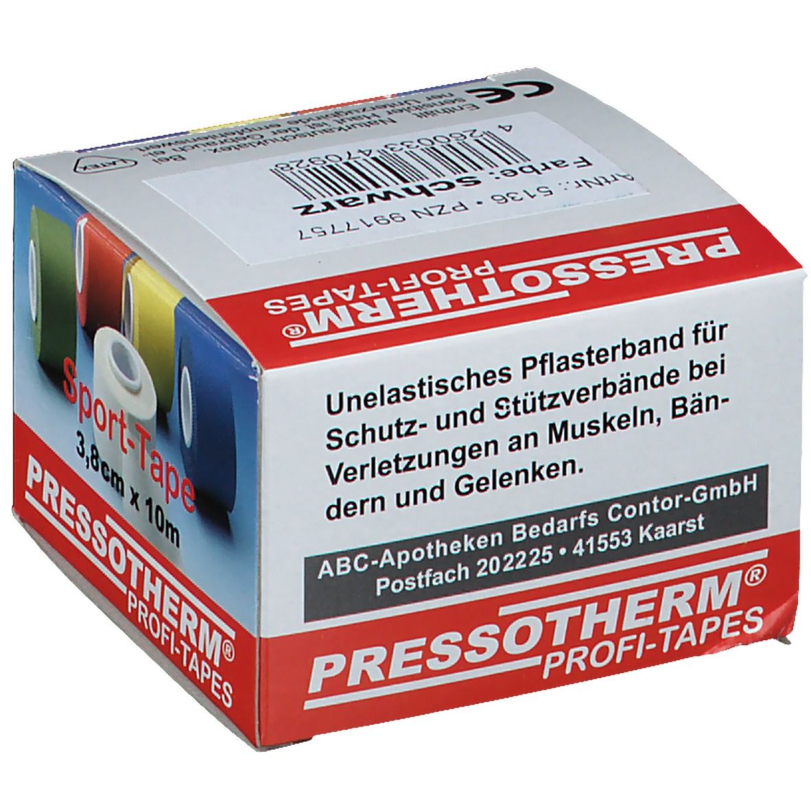 Pressotherm® Sport-Tape 3,8 cm x 10 m schwarz