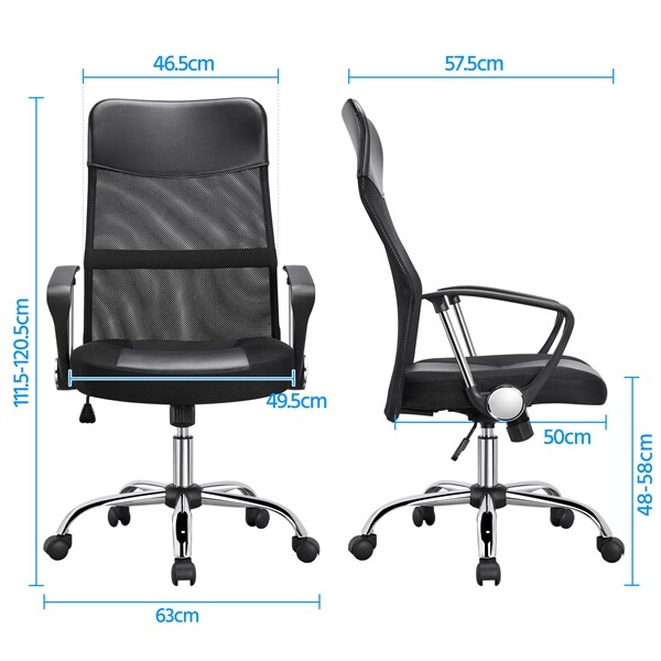 Yaheetech Bürostuhl Schreibtischstuhl ergonomischer Bürodrehstuhl mit hoher Netz-Rückenlehne Wippfunktion Office Chair, Belastbar bis 135 kg