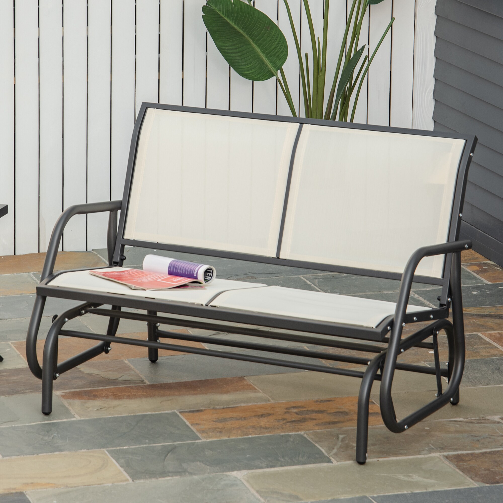 Outsunny Sitzbank mit Schaukelfunktion 120L x 70B x 88H cm