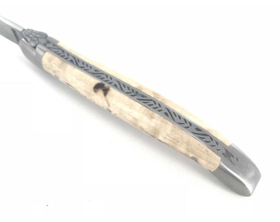 Laguiole Tradition 12 cm - 2 mitres - Bouleau Madré Couteau de Poche Forge de Laguiole