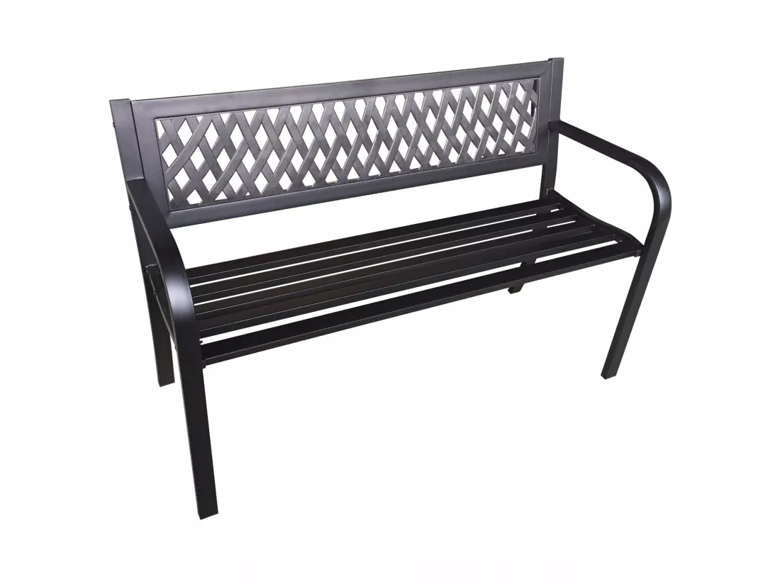Banc de jardin noir KALIA avec pieds en acier, largeur 122 cm