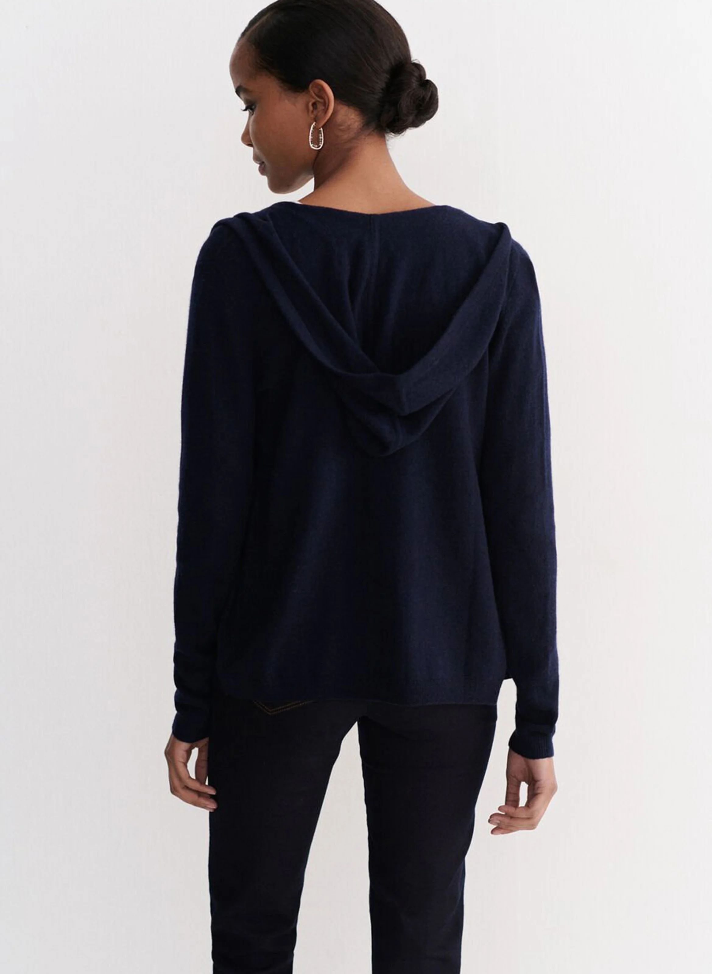 BASILEB - Gilet à capuche en laine mélangée | Bleu