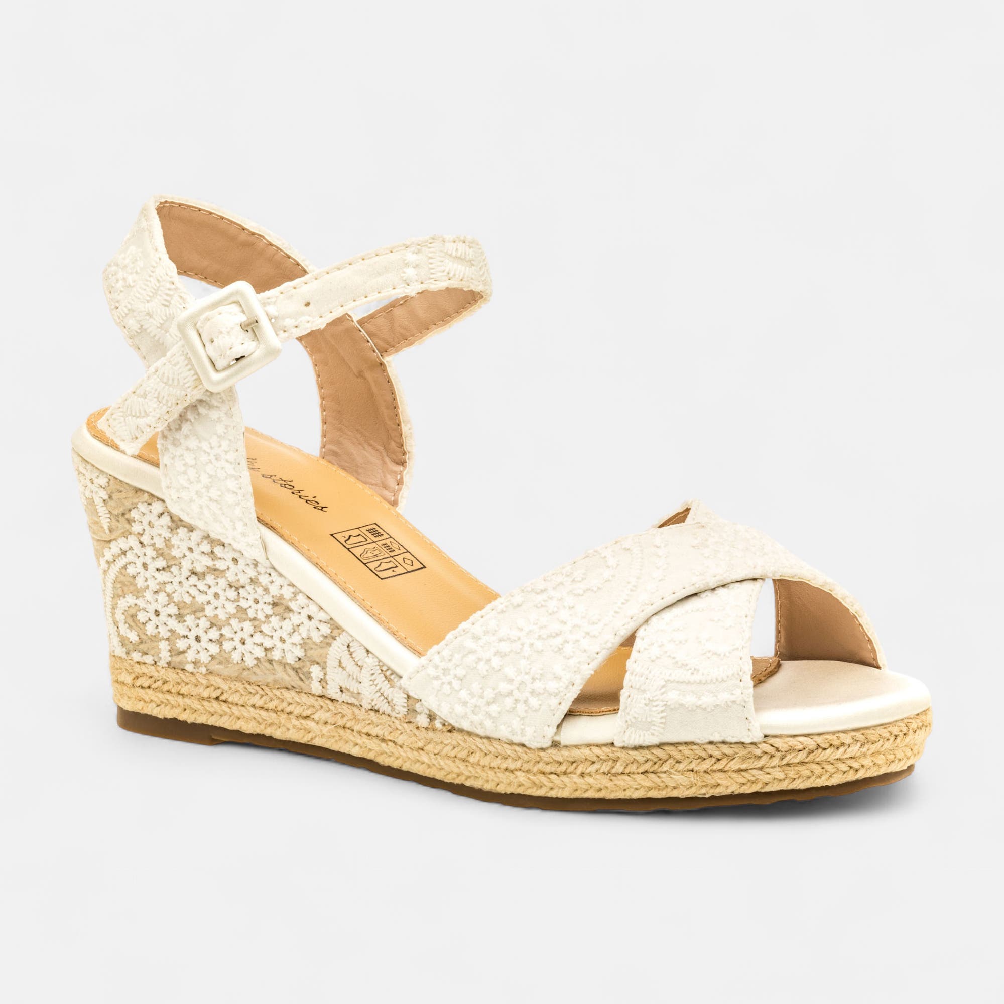 Nu-pieds à talon compensé Femme blanc