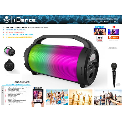 iDance Cyclone 400 Bazooka Bluetooth højttaler