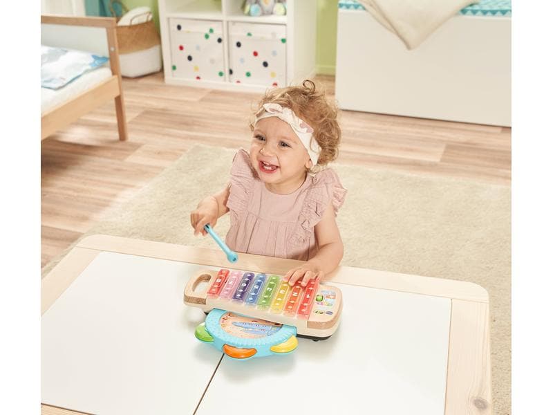 Vtech Musikspielzeug Interaktives Holz-Xylofon mit Tamburin Kinderinstrumente