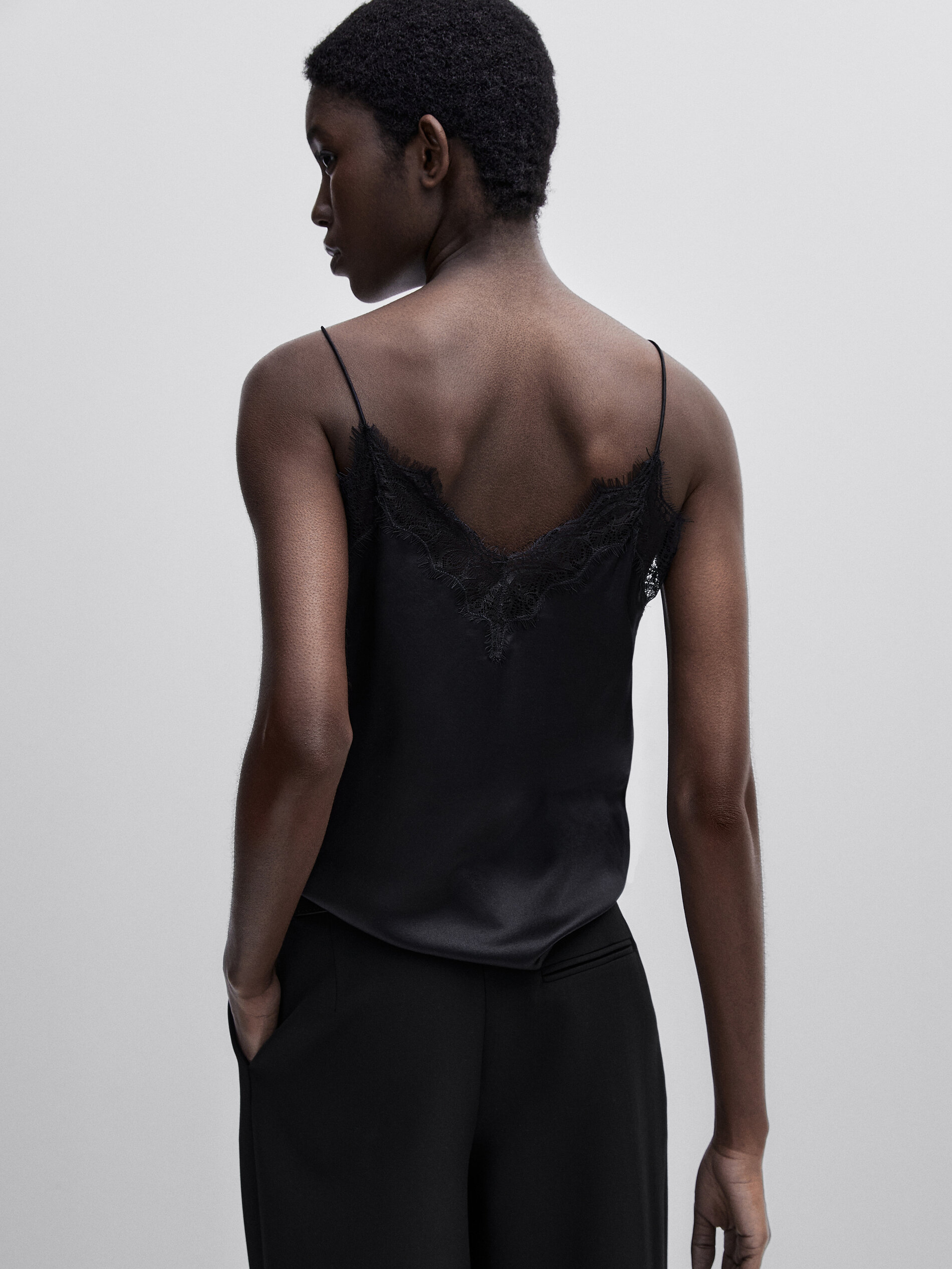 Top curto detalhe encaje -Studio - AZUL DARK