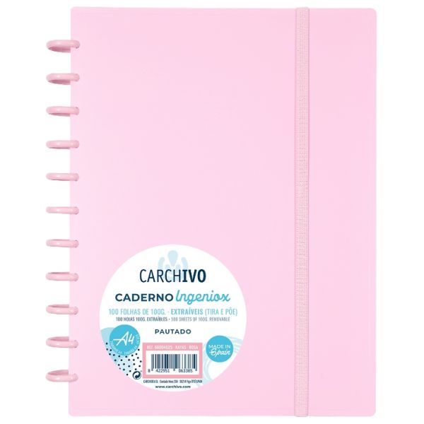 Carchivo Caderno Inteligente Ingeniox A4 Pautado Rosa - 66004025