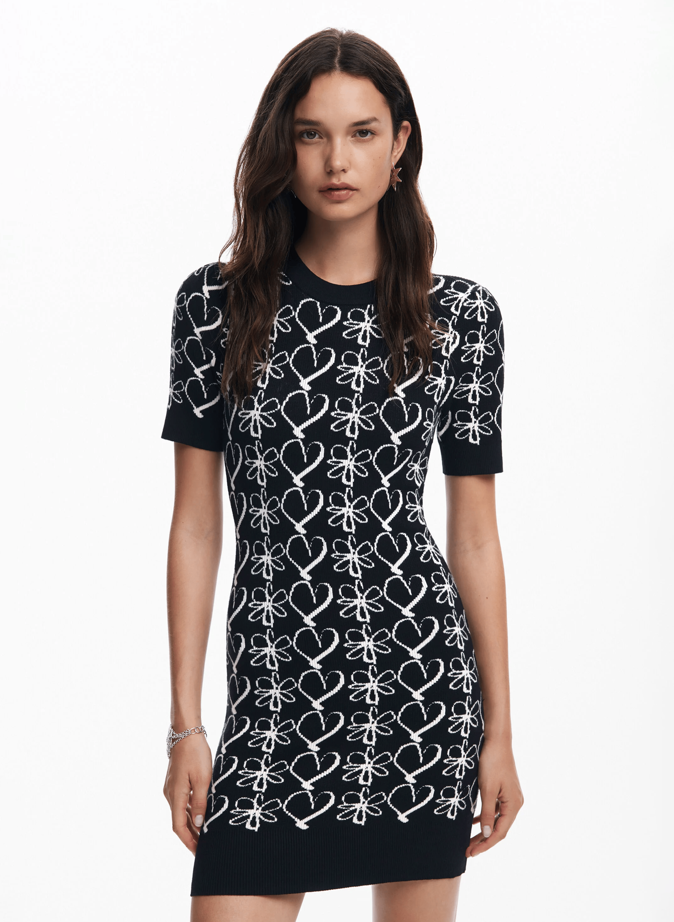 Robe mini imprimée| Noir