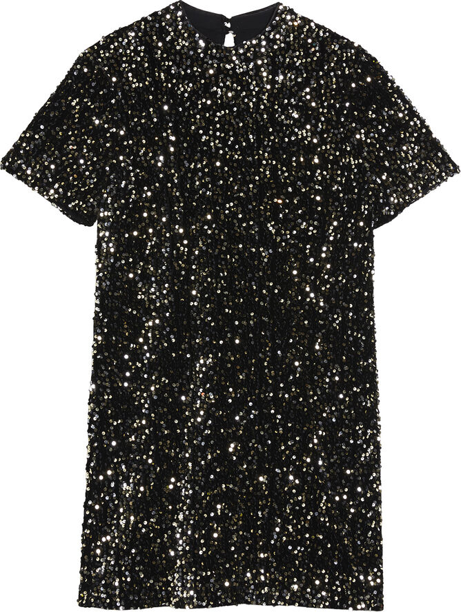 Ted Baker AUDRIYY Velvet Sequin Tee Dress Black