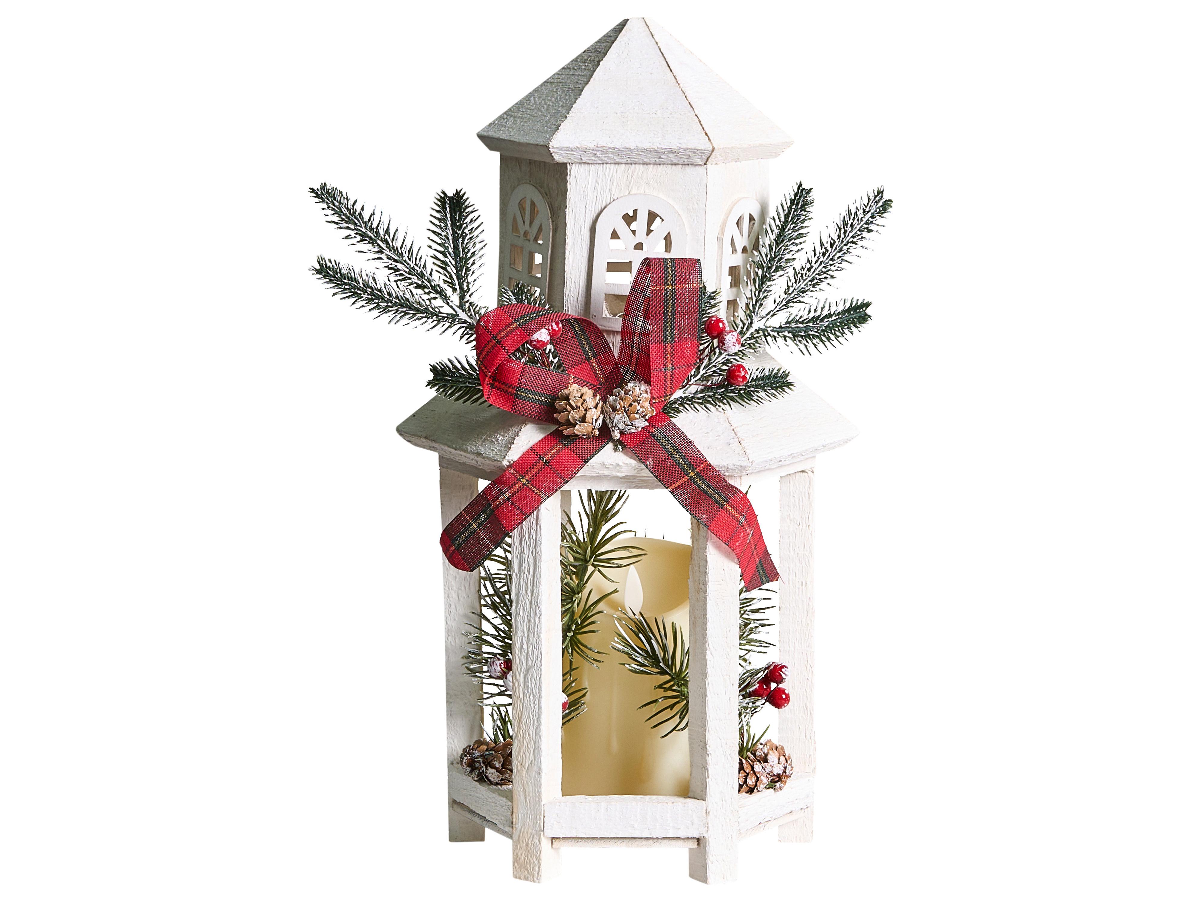 LED lantaarn SAVIVESI Kerstpatroon 38 cm Wit