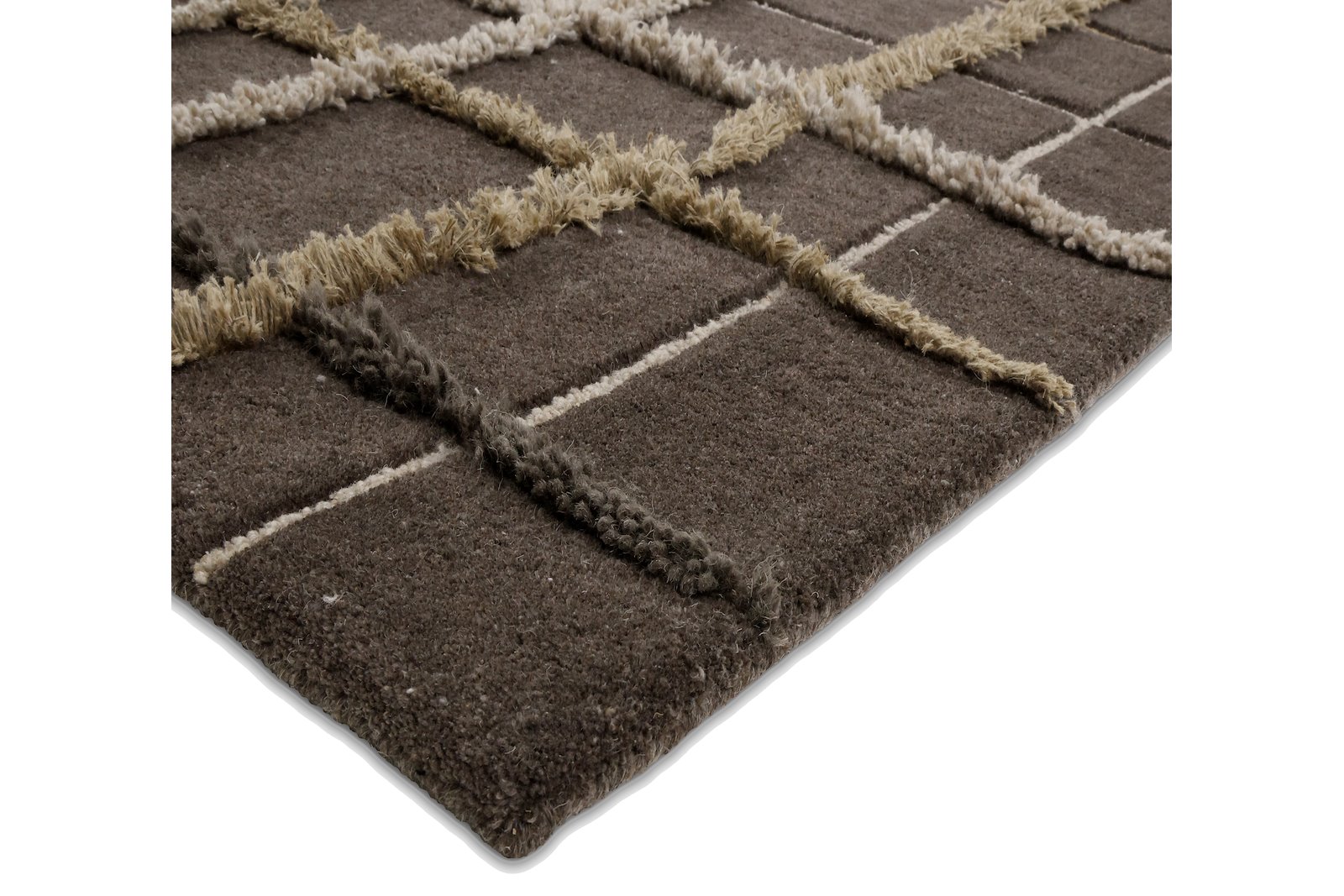 Tofino gulvteppe 160x230 Brun/beige 160x230cm håndlaget 91% ull ,3% bambus + 3% jute + 3% flex med bomull bakside