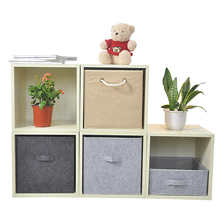 Boîte de rangement carrée en feutrine Mixxit coloris gris