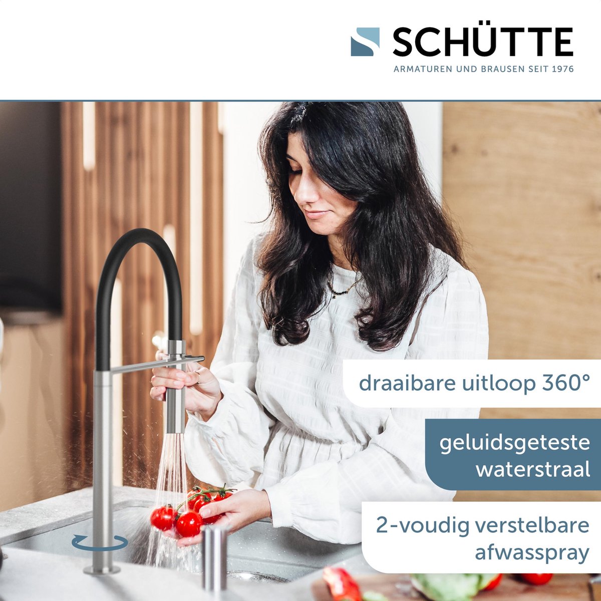 Schutte Aquadot digitale keukenkraan met smart control zwart mat