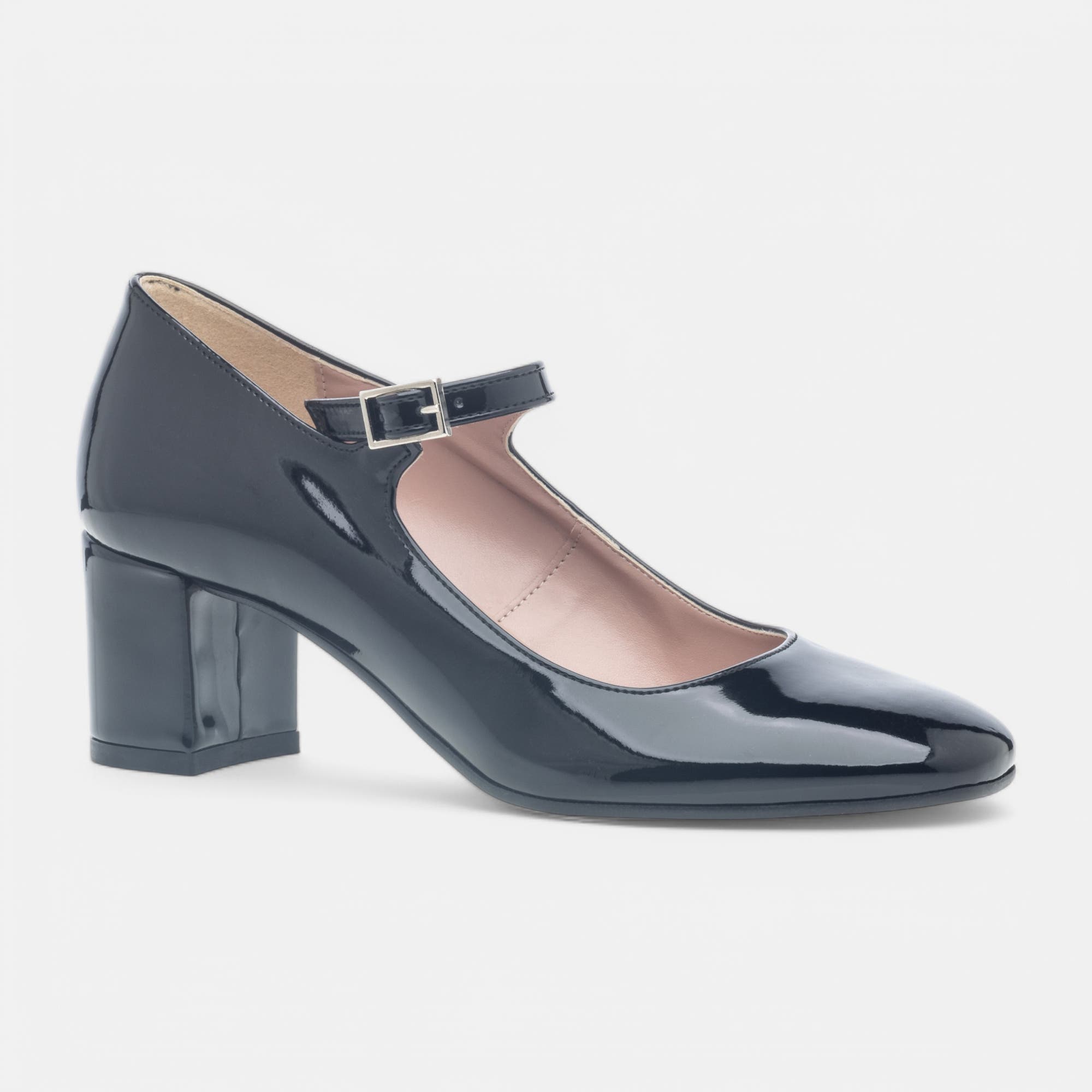 Babies à talon Femme noir vernis