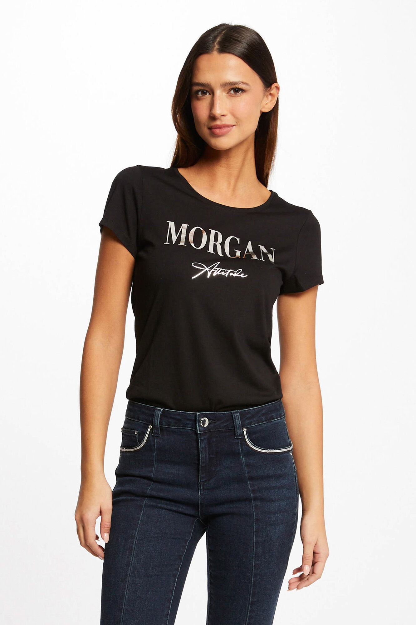 Camiseta de manga curta com mensagem - Fúcsia