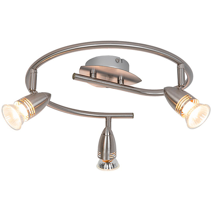 Plafonnier spot 3 lumières GU10 7W GoodHome Aspis nickel satiné H.16 x Ø32 cm